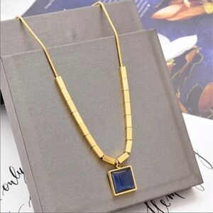 RE-STOCKED❗️NEW blue opal 18K gold plated chain necklace